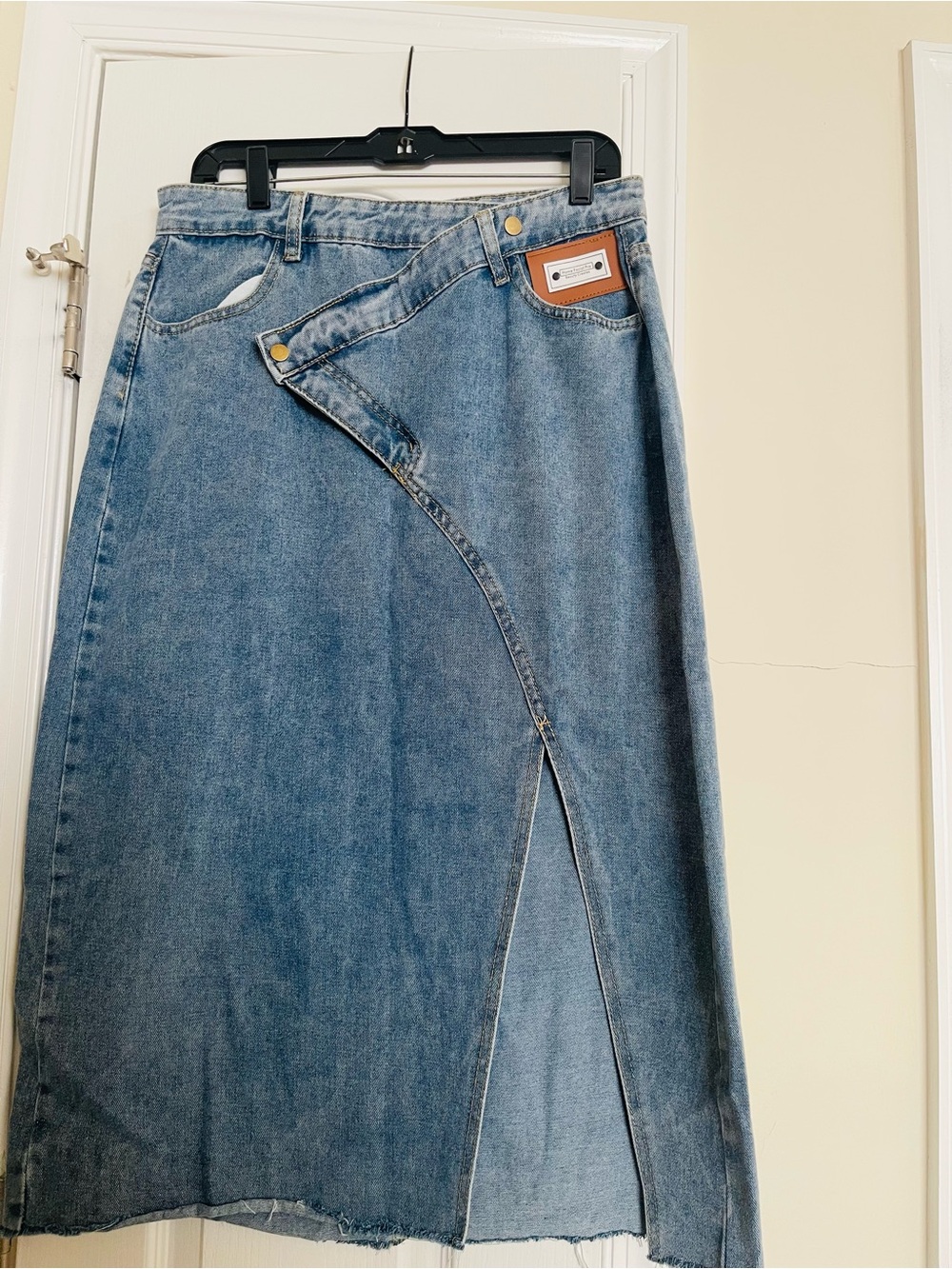 Classic Blue Denim Midi Wrap Skirt